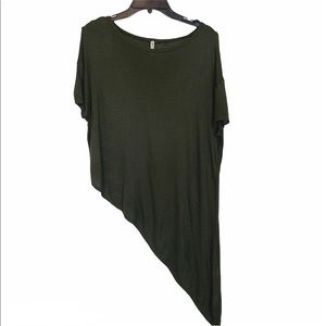 Emma & Same Asymmetrical Olive Green Tee